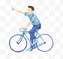 手绘人物插图骑自行车踏青男孩
