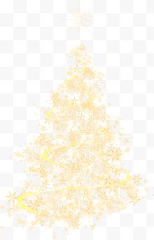 金色手绘圣诞树节日装饰...