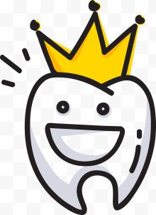 卡通手绘戴皇冠微笑的牙齿...