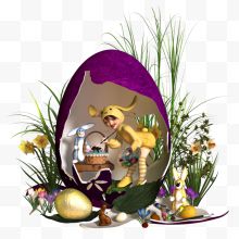 < br >女孩子鸡蛋复活节兔子水仙