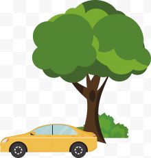矢量换上汽车与树木