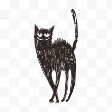 手绘黑色猫咪