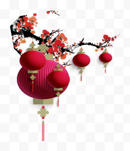 春节中国风灯笼梅花装饰