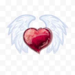 带翅膀的红心八个漂亮的情人节爱心图标1