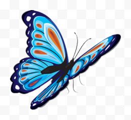 扁平风格手绘飞舞的蓝蝴蝶...
