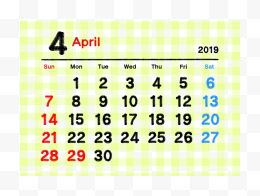 格子款2019年4月专用日历