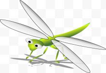 绿色的趴地上的卡通蜻蜓...