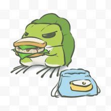 吃三明治的可爱青蛙...