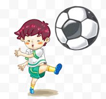 卡通版踢足球的男孩子
