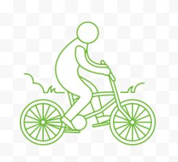 绿色线条人物单车