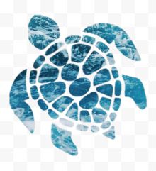水彩蓝色海龟