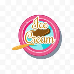圆形美味食物冰淇淋标签矢...