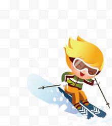 滑雪的小男孩水彩卡通手绘