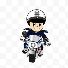 骑摩托车的卡通警察...