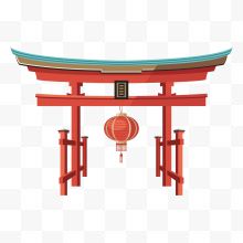 日本红色热情拱门建筑旅游景点