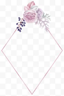 四边形粉色花朵边框...