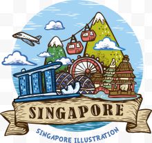手绘新加坡矢量