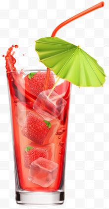 一杯冰草莓汁