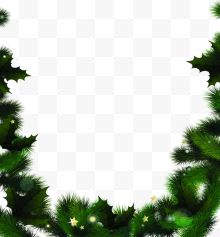 清新绿色植物圣诞装饰边框...