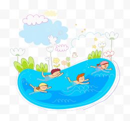 孩子们在游泳