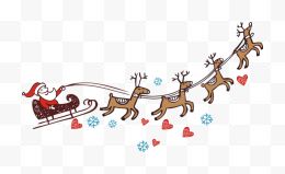 驯鹿拉着雪橇上的圣诞老人...