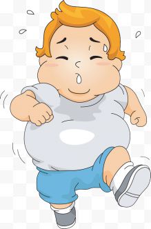 跑步运动的大肚腩小胖子