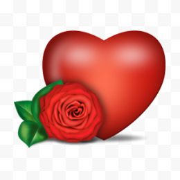 红色爱心与红玫瑰
