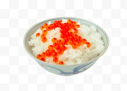 白色瓷碗中的鱼籽米饭