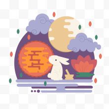 美丽的中秋节祥云兔子