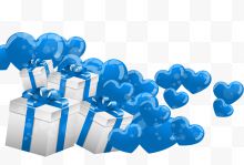 蓝色心形与礼品盒