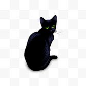 坐着的黑猫绿眼睛