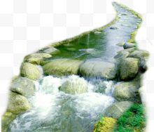小河流水岩石美景