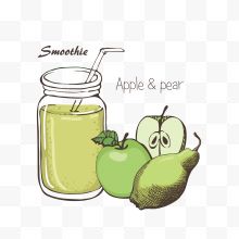 卡通手绘苹果汁