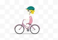 骑着自行车的卡通小人...