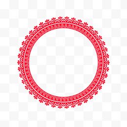 中国风复古花纹淘宝大红色圆形边框纹理