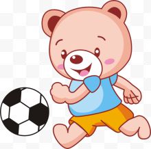 可爱卡通小熊踢足球...