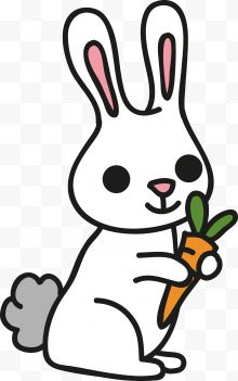 抱着胡萝卜的白色兔子...