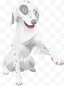 卡通手绘可爱白色斑点狗...