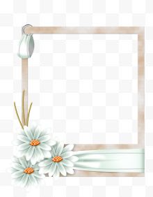 白色花朵手绘边框纹理