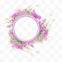 紫色鲜花圆形相框