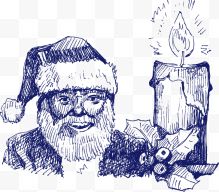 手绘蓝色圣诞老人蜡烛