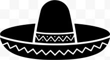 黑色墨西哥帽子剪影...