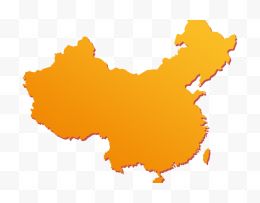 金黄色中国地图