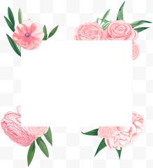 手绘粉色花朵边框装饰...
