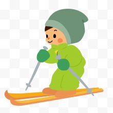 滑雪的小男孩
