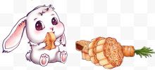 白色月兔中秋节月饼食物