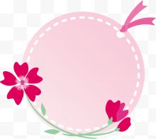 粉色春季花朵标签