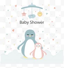 欢迎新生儿企鹅海报