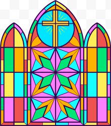 彩色矢量宗教玻璃窗