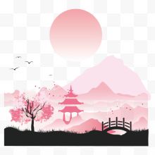 中国风背景 淡粉色 桃花